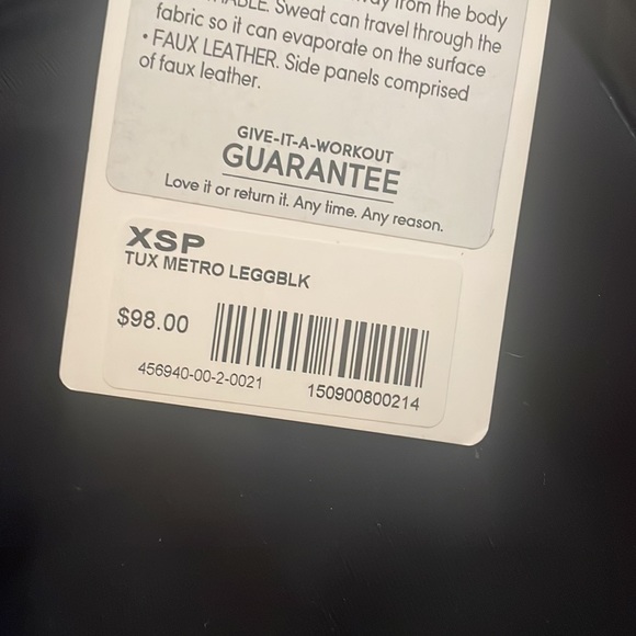 Athleta Tux Metro Legging NWT Size XSP. Faux leather side panel detailing. - Picture 5 of 5